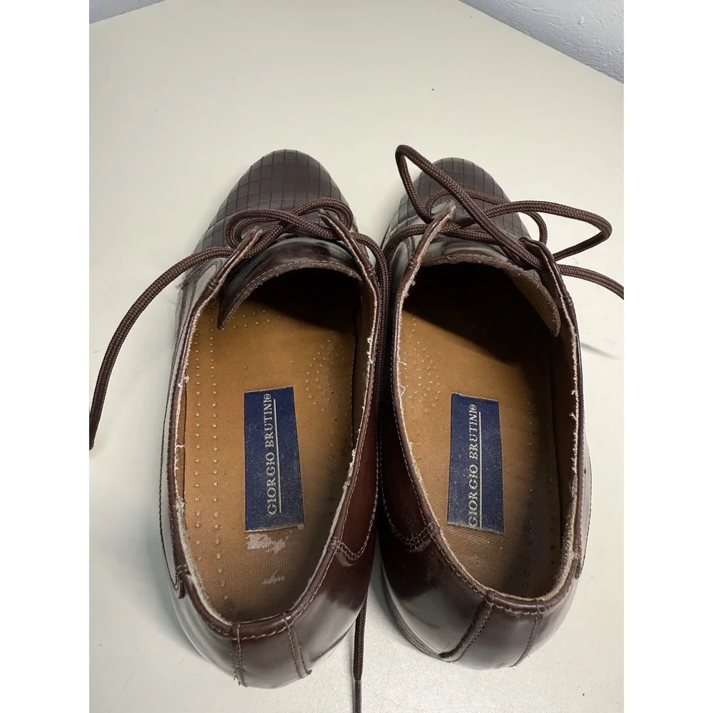 Giorgio Brutini Mens Brown Leather Imitation Braided Lace Up  Sz 8D  Dress Shoes